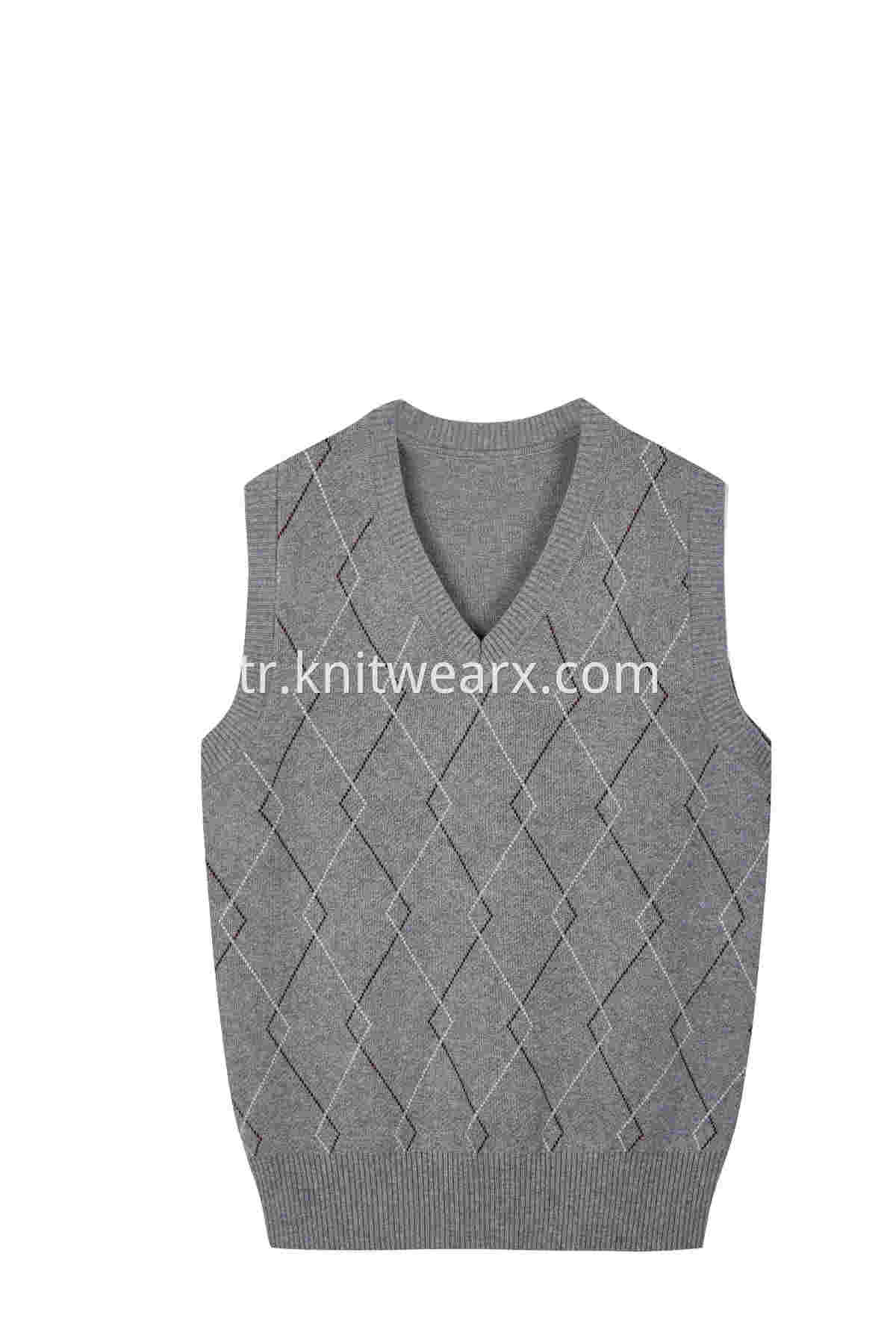 Kids's Sweater Jaquard Vest Cotton V-Neck School Uniform Pullover Sweater